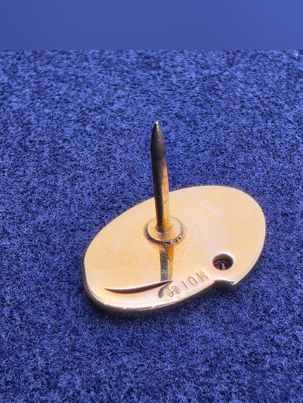 Vintage Hershon 10k Yellow Gold Ruby Accent Monogram Tie Tack Lapel Pin - Picture 6 of 8